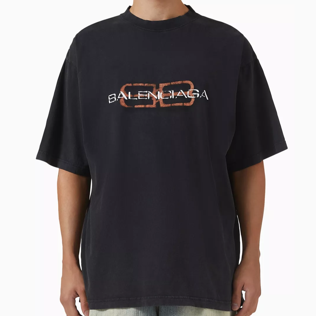 Balenciaga BB Icon Stencil Medium Fit Tee Black | ORIGINALFOOK