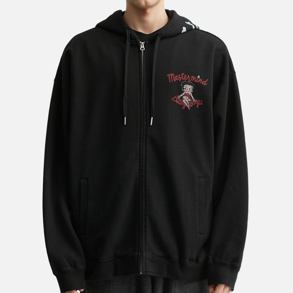 Mastermind World x Betty Boop Damaged Boxy Fit Hoodie Black Red - ORIGINALFOOK