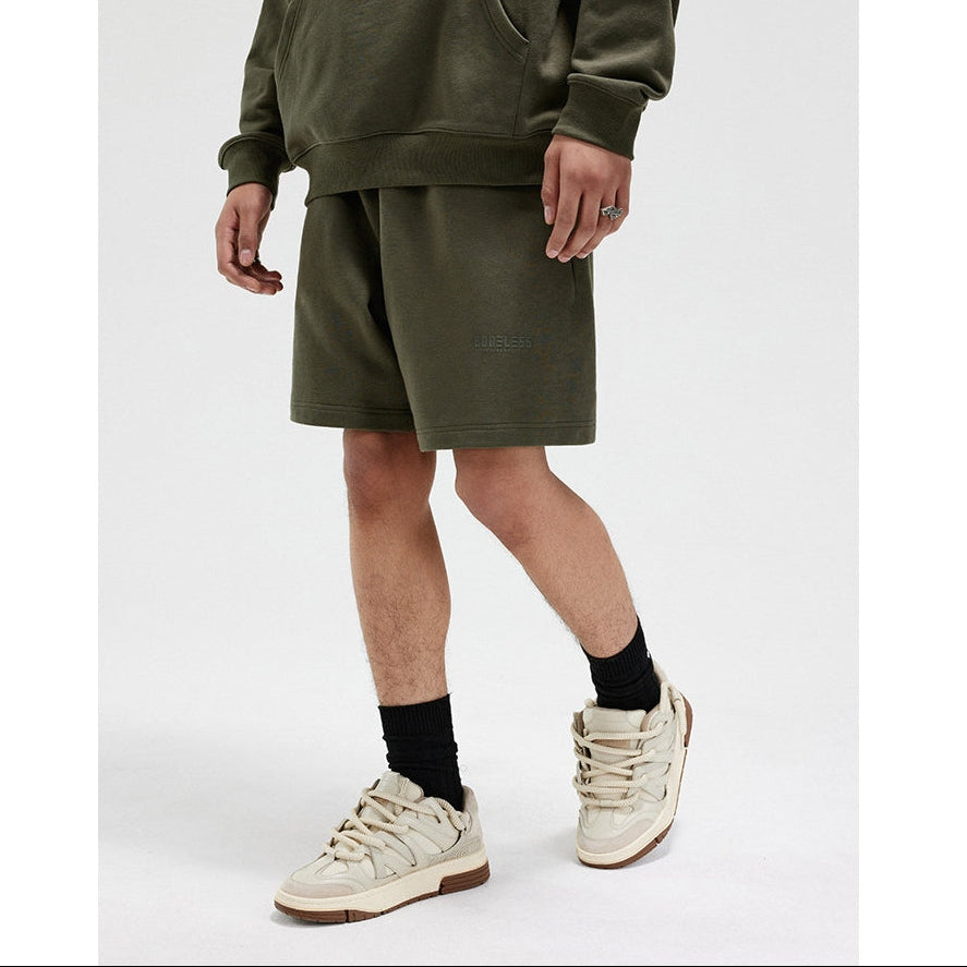 Boneless B Logo Boxy Sweat Shorts Olive - ORIGINALFOOK