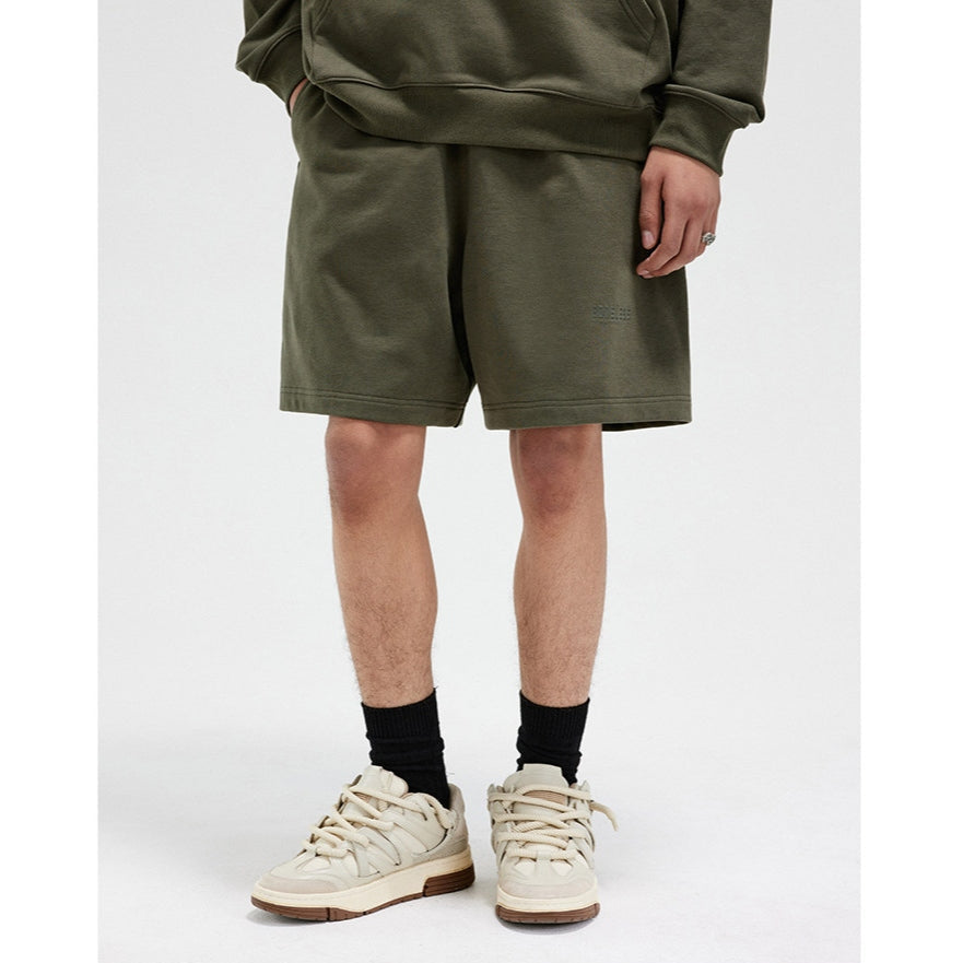 Boneless B Logo Boxy Sweat Shorts Olive - ORIGINALFOOK