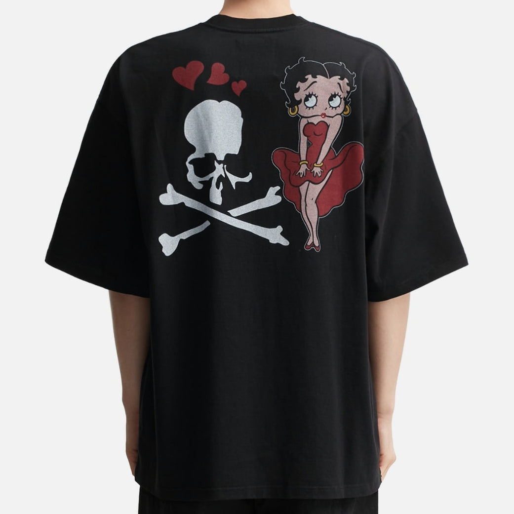 Mastermind World x Betty Boop Damaged Boxy Fit Tee Black Red - ORIGINALFOOK