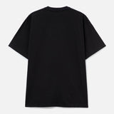 Black NEIGHBORHOOD SS-7 Tee shirt with a simple crew neck and logo design, displayed flat on a white background.
