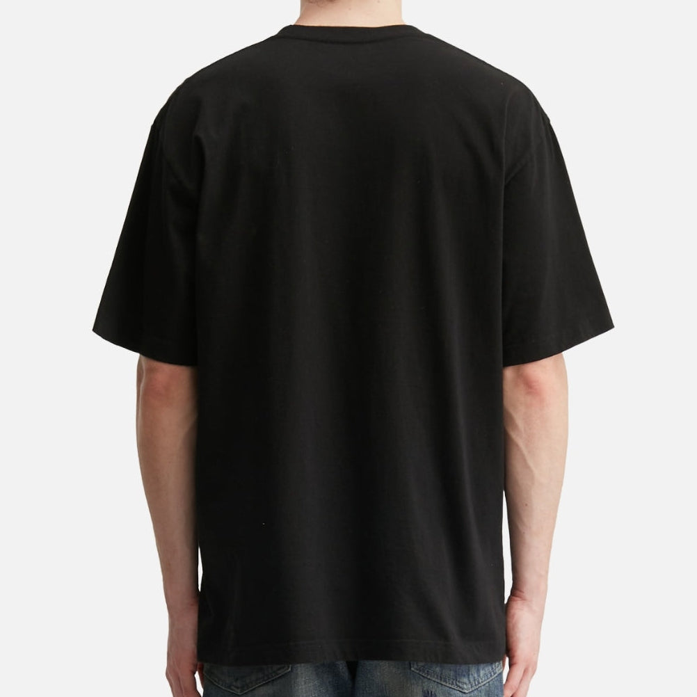 Black NEIGHBORHOOD SS-10 front logo T-shirt, shown in a square image with a casual fit and bold logo design.