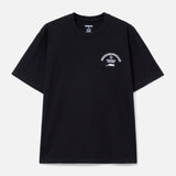 Black NEIGHBORHOOD SS-6 Tee shirt displayed flat, showing the front design and classic crew neckline.