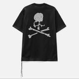 Black Mastermind Japan Rubbed Logo Tee, casual apparel with a printed logo on the front, showcasing a modern streetwear style.