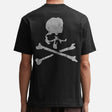 Black Mastermind Japan rubbed logo T-shirt, casual apparel with brand logo on the front, displayed on a plain background.
