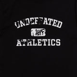 Black Undefeated Misprint Tee featuring graphic design on the front, casual fit, and soft cotton fabric.