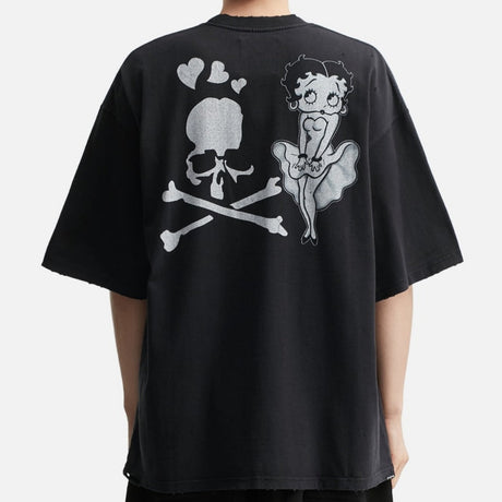 Mastermind World x Betty Boop Damaged Boxy Tee Black White - ORIGINALFOOK