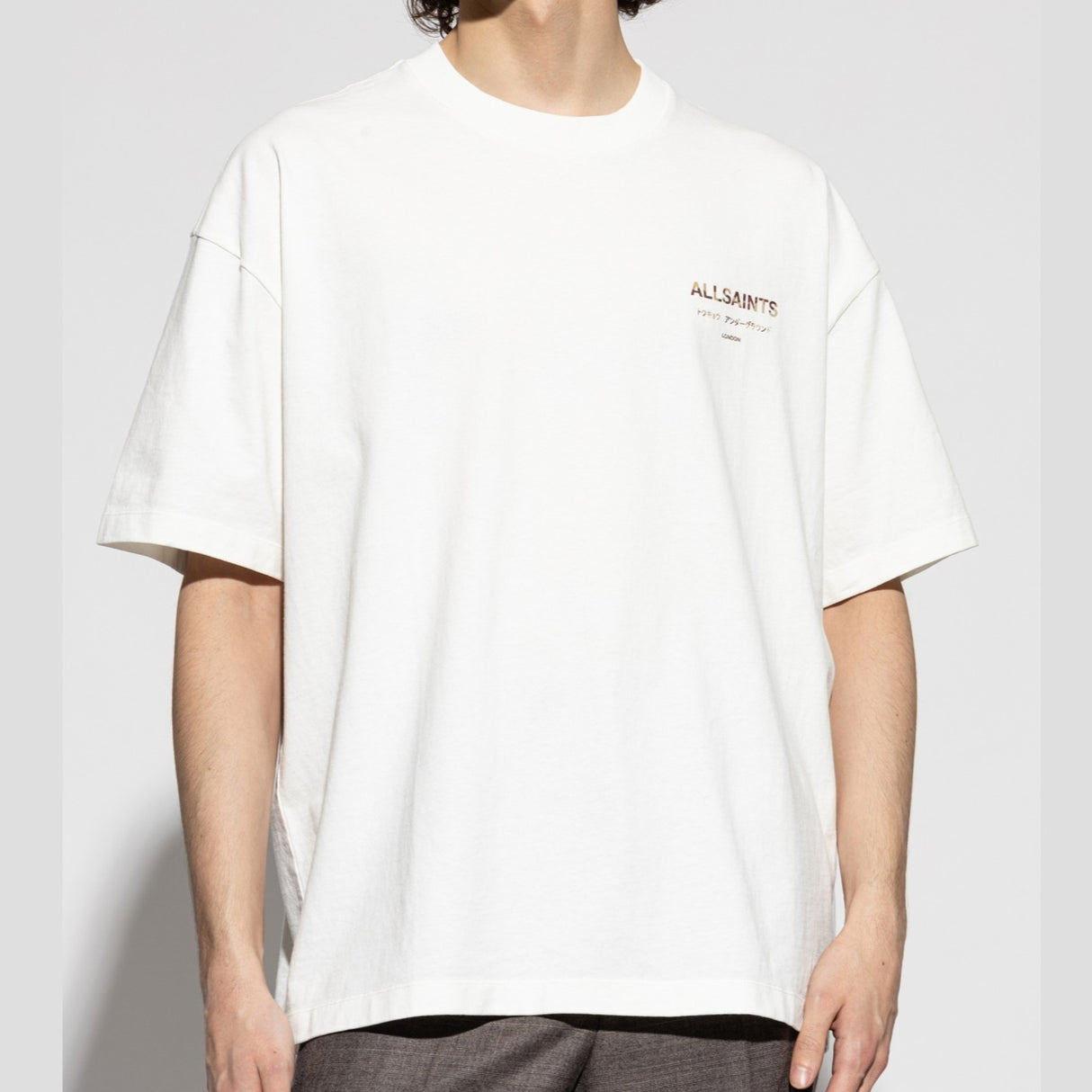 AllSaints Underground Logo Tee Ashen Dakota - ORIGINALFOOK