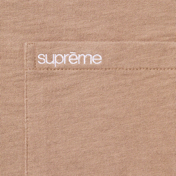 Supreme Embroidery Logo Pocket Tee Taupe supreme supreme - originalfook singapore