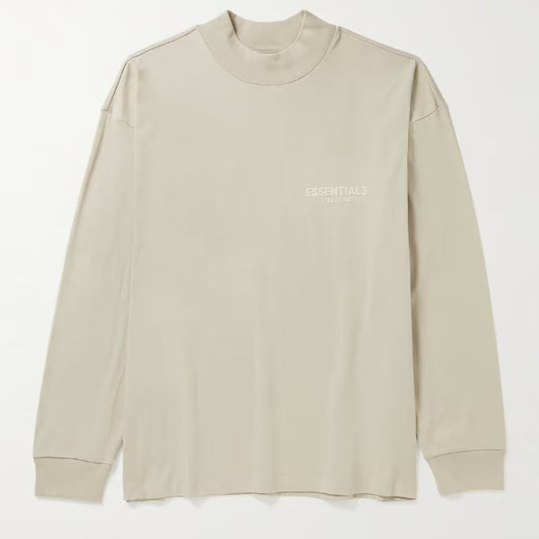 FEAR OF GOD Essentials Felt Logo Long Sleeve Tee Wheat FEAR OF GOD FEAR OF GOD - originalfook singapore