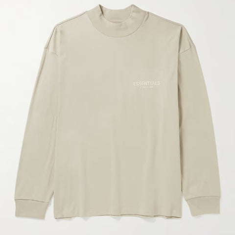 FEAR OF GOD Essentials Felt Logo Long Sleeve Tee Wheat