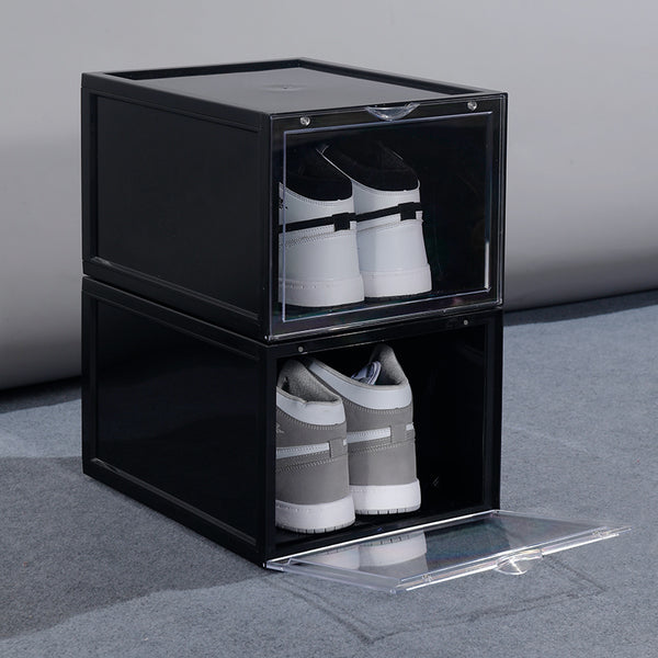 Drop front discount shoe box black