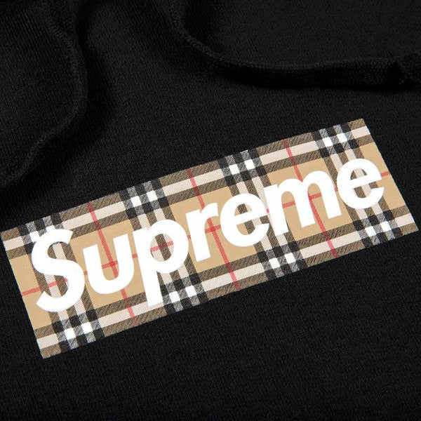 SUPREME X BURBERRY Box Logo Hoodie Black supreme supreme - originalfook singapore