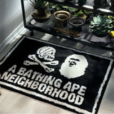 Bathing Ape X Neighborhood Rug Mat Black BATHING APE BATHING APE - originalfook singapore