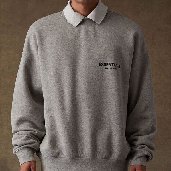 FEAR OF GOD Essentials Felt Logo Crewneck Sweatshirt Dark Oatmeal FEAR OF GOD FEAR OF GOD - originalfook singapore