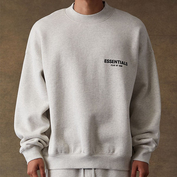 FEAR OF GOD Essentials Felt Logo Crewneck Sweatshirt Light Oatmeal FEAR OF GOD FEAR OF GOD - originalfook singapore