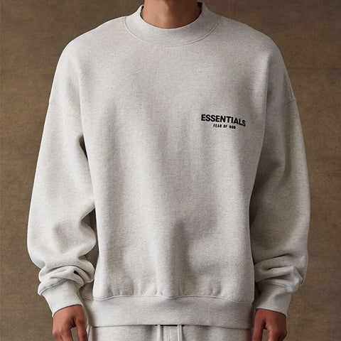 FEAR OF GOD Essentials Felt Logo Crewneck Sweatshirt Light Oatmeal