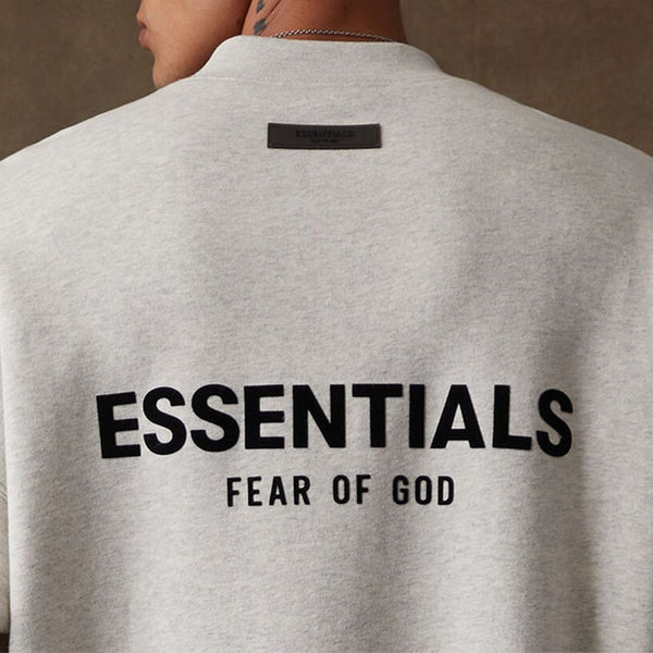 FEAR OF GOD Essentials Felt Logo Crewneck Sweatshirt Light Oatmeal FEAR OF GOD FEAR OF GOD - originalfook singapore