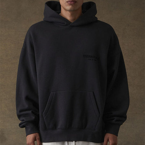 FEAR OF GOD Essentials Felt Logo Hoodie Black