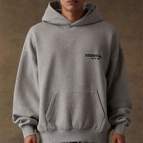 FEAR OF GOD Essentials Felt Logo Hoodie Dark Oatmeal FEAR OF GOD FEAR OF GOD - originalfook singapore