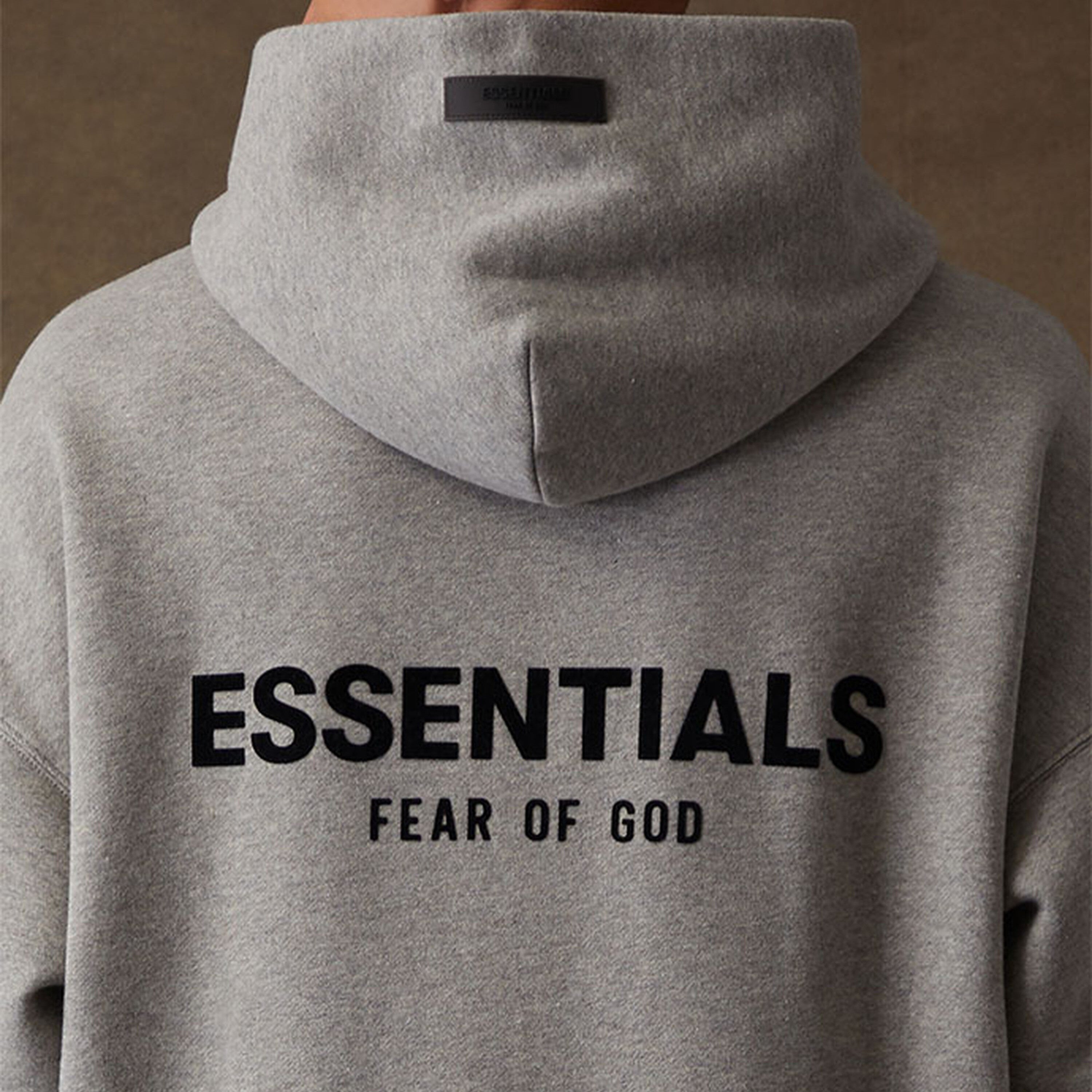 Buy Fear Of God Essentials Felt Logo Hoodie Light Oatmeal online