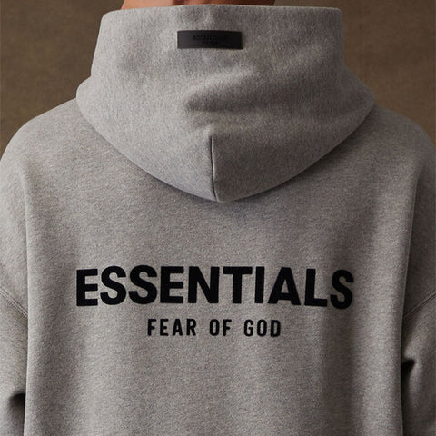 FEAR OF GOD Essentials Felt Logo Hoodie Dark Oatmeal