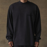 FEAR OF GOD Essentials Felt Logo Long Sleeve Tee Black FEAR OF GOD FEAR OF GOD - originalfook singapore