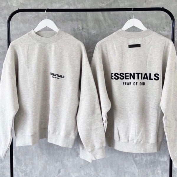 FEAR OF GOD Essentials Felt Logo Crewneck Sweatshirt Light Oatmeal FEAR OF GOD FEAR OF GOD - originalfook singapore