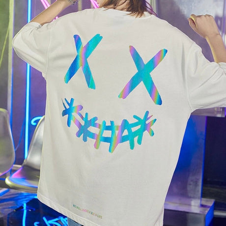 Rickyisclown [RIC] Holographic Reflective Smiley Tee White [R20200520a-VVVV] RICKYISCLOWN RICKYISCLOWN - originalfook singapore