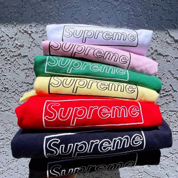 SUPREME X KAWS Chalk Box Logo Tee Navy Supreme Supreme - originalfook singapore