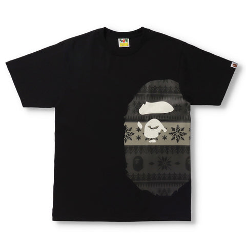 Bathing Ape Snow Pattern Side Big Ape Head Tee Black