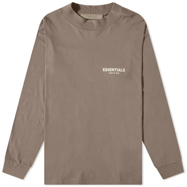 FEAR OF GOD Essentials Felt Logo Long Sleeve Tee Desert Taupe FEAR OF GOD FEAR OF GOD - originalfook singapore