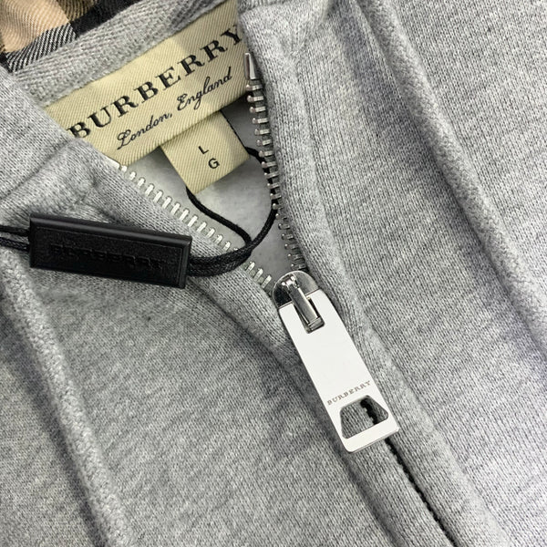 Burberry Clarendon Check Embroidery Logo Zip Hoodie
