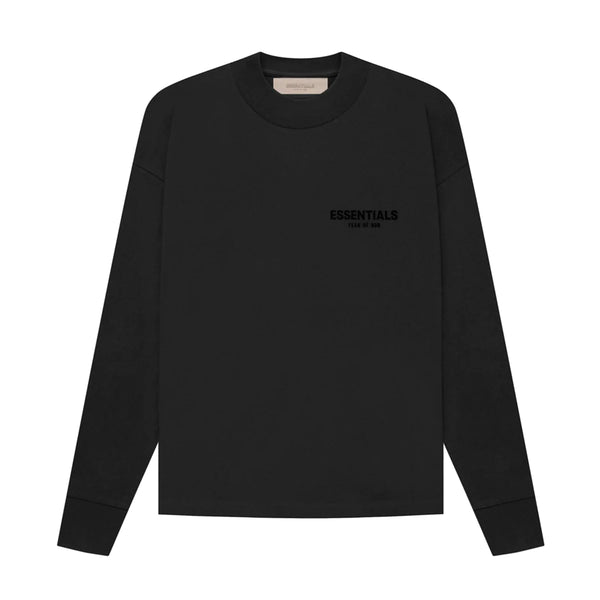 FEAR OF GOD Essentials Felt Logo Long Sleeve Tee Black FEAR OF GOD FEAR OF GOD - originalfook singapore