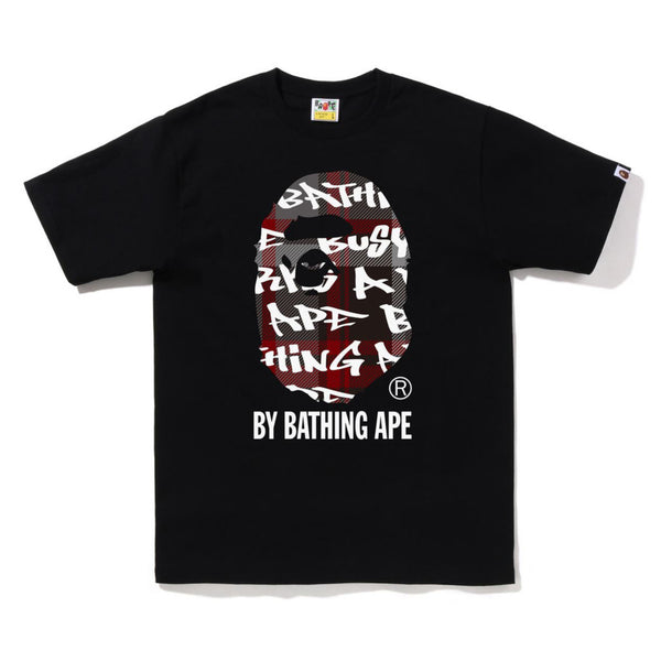 (18% OFF) Bathing Ape Graffiti Check Tee Black Red BATHING APE BATHING APE - originalfook singapore