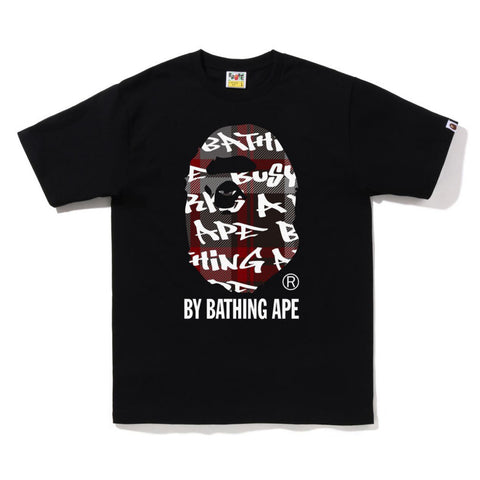 Bathing Ape Graffiti Check Tee Black Red
