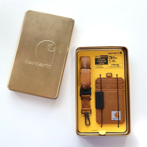 Carhartt ID Holder & Lanyard Set With Reflective Logo Brown