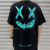 Rickyisclown [RIC] Blue Flame Smiley Tee Black [R8210329c-V6] RICKYISCLOWN RICKYISCLOWN - originalfook singapore