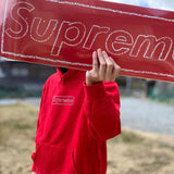 SUPREME X KAWS Chalk Box Logo Hoodie Red supreme supreme - originalfook singapore