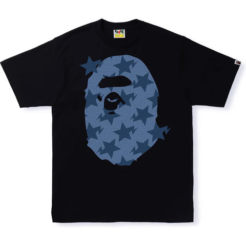 Bathing Ape Denim Sta Pattern Big Ape Head Tee Black