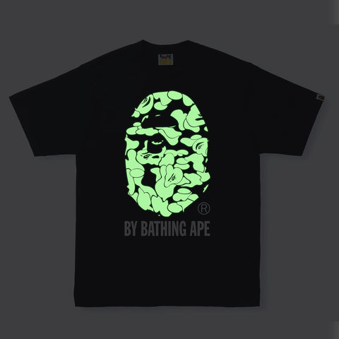 Bathing Ape Text Code Camo Big Ape Head Tee Black (Glow In The Dark)