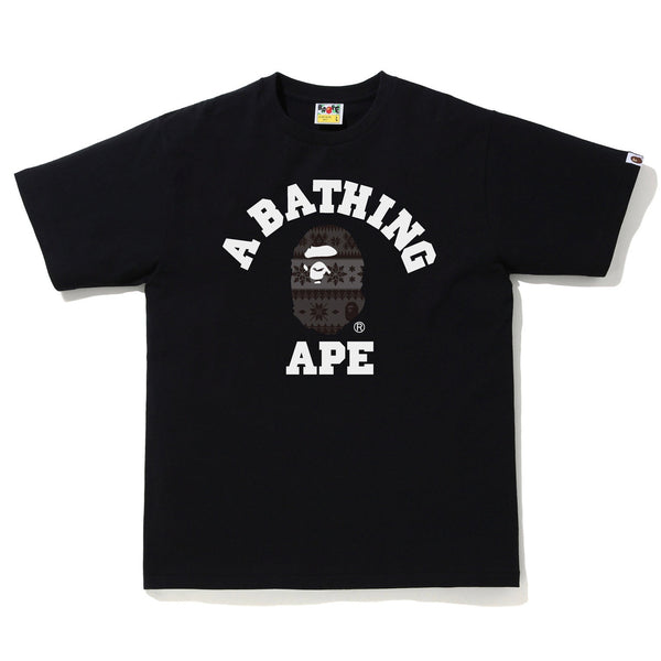 (18% OFF) BATHING APE Snow Pattern College Tee Black BATHING APE BATHING APE - originalfook singapore