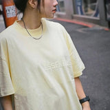 FEAR OF GOD Essentials Felt Logo Tee Canary FEAR OF GOD FEAR OF GOD - originalfook singapore