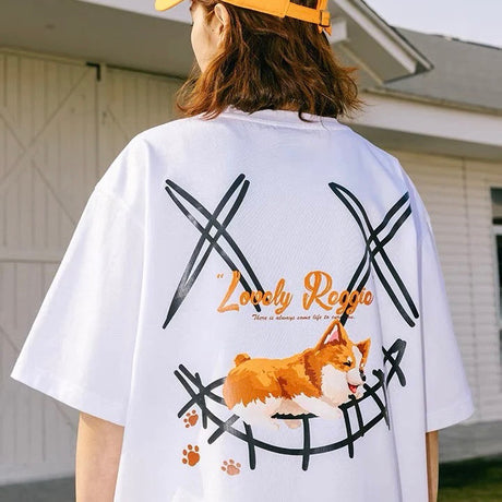 Rickyisclown [RIC] Corgi Dog Smiley Tee White [R5220221f-K5] RICKYISCLOWN RICKYISCLOWN - originalfook singapore