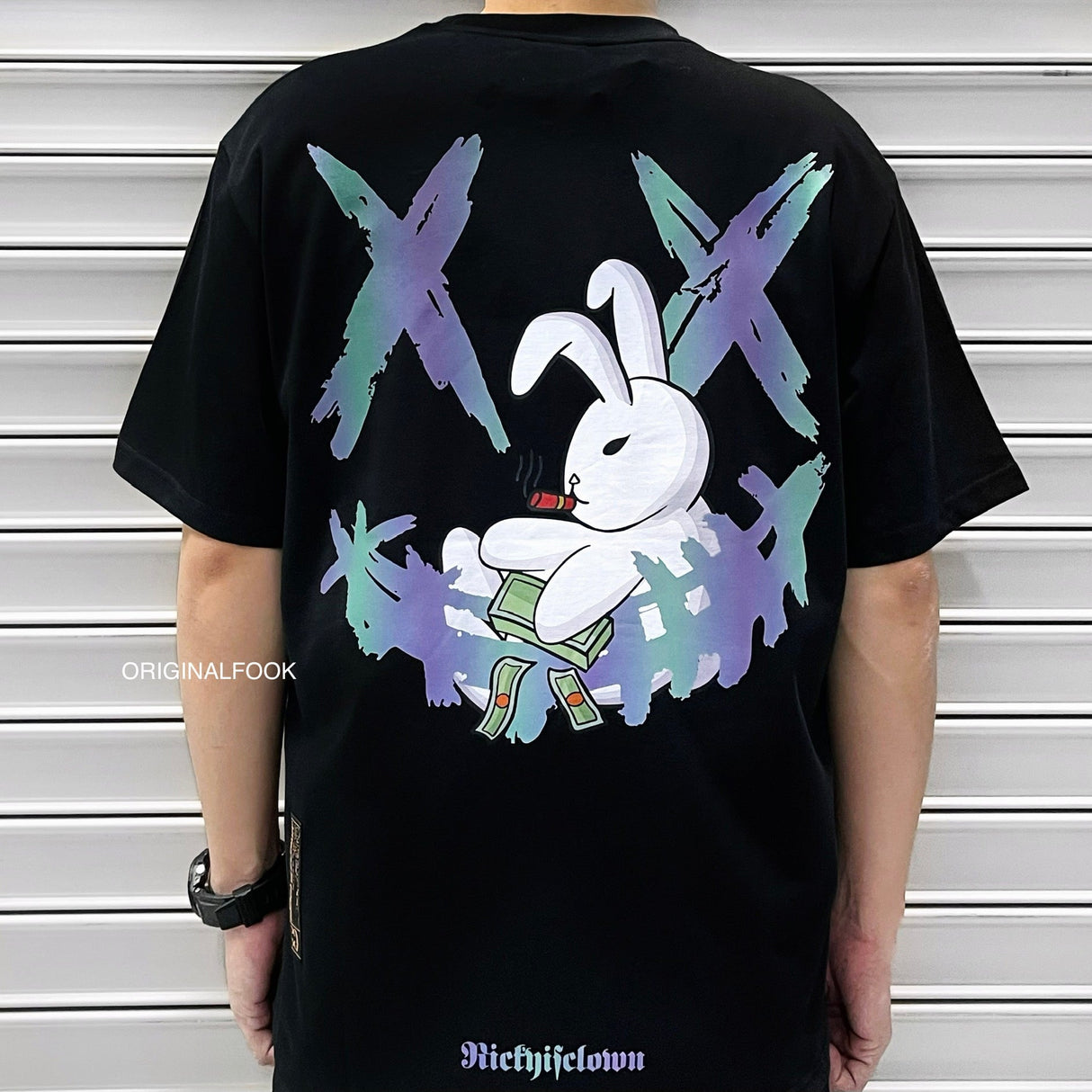 Rickyisclown [RIC] Boss Bunny Laser Reflective Smiley Tee Black [R7221101E-Q7] RICKYISCLOWN RICKYISCLOWN - originalfook singapore