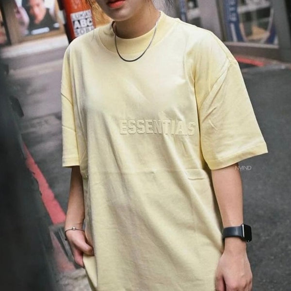 FEAR OF GOD Essentials Felt Logo Tee Canary FEAR OF GOD FEAR OF GOD - originalfook singapore