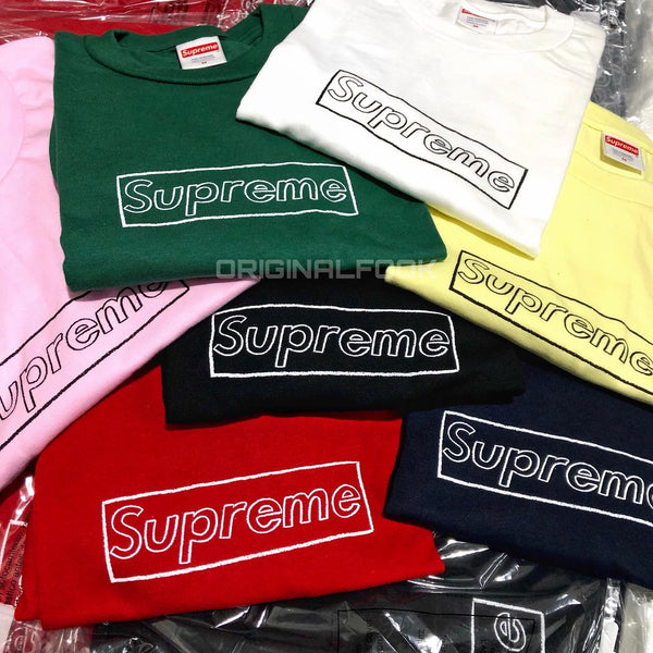 SUPREME X KAWS Chalk Box Logo Tee White supreme supreme - originalfook singapore