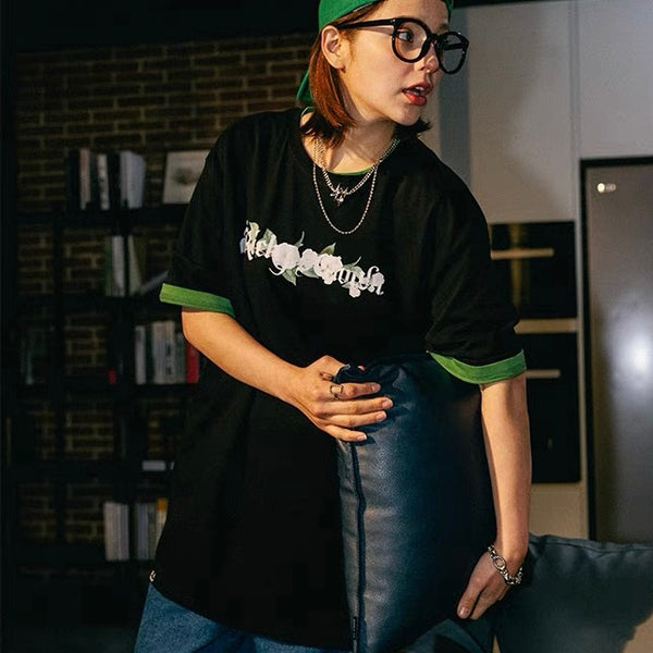 Rickyisclown [RIC] Camellia Smiley Tee Black [R19211229bXZ-FFFF] RICKYISCLOWN RICKYISCLOWN - originalfook singapore