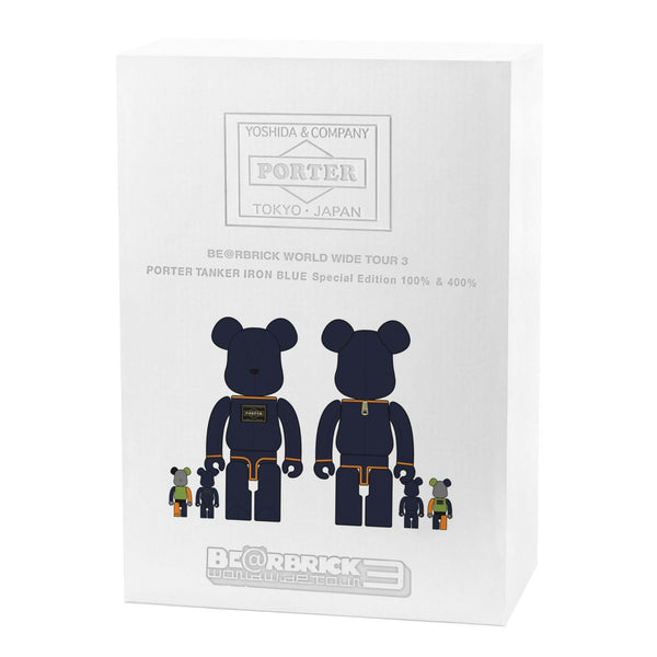 MEDICOM BEARBRICK X Porter Yoshida Japan Tanker Iron Blue 400% +